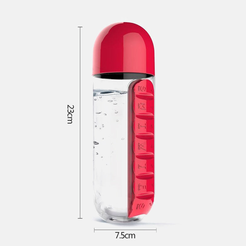 Water Bottle with Pill Organizer
