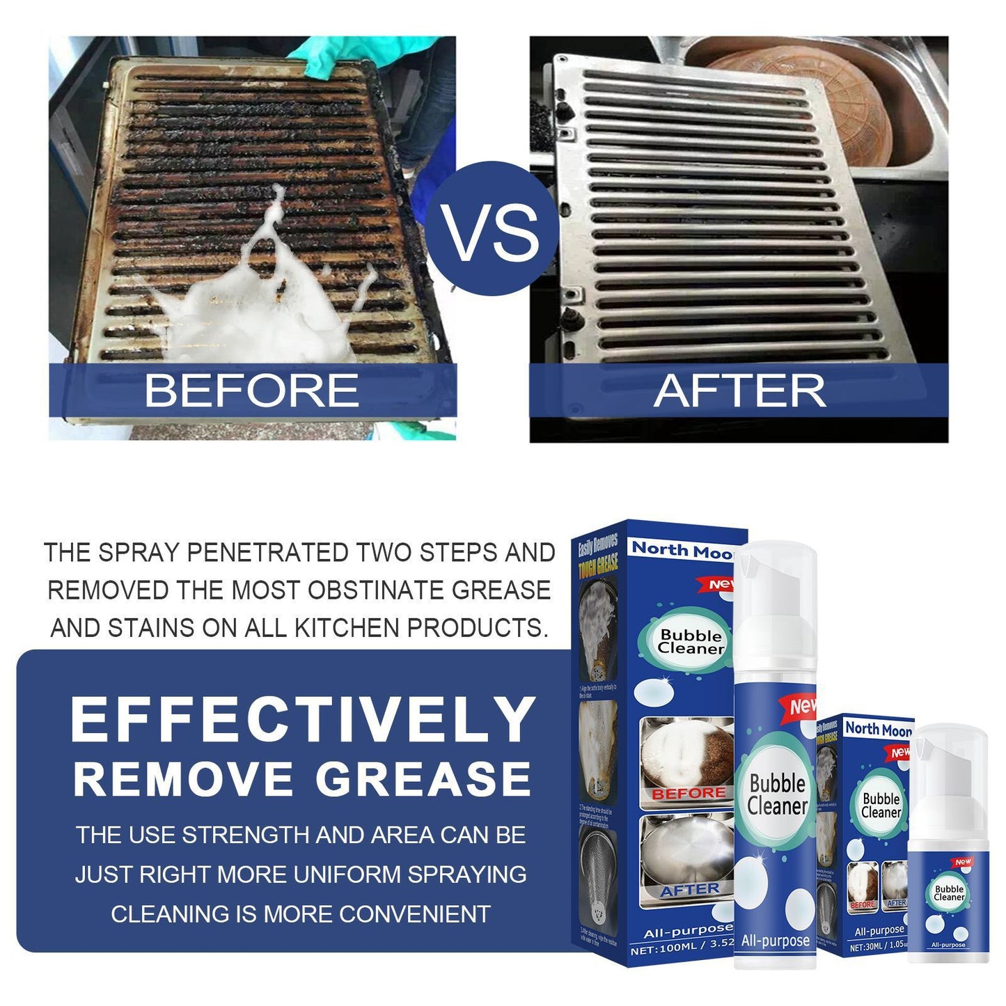 Oily Foam Cleaner – Kitchen Range Hood & Cooktop Rust Remover