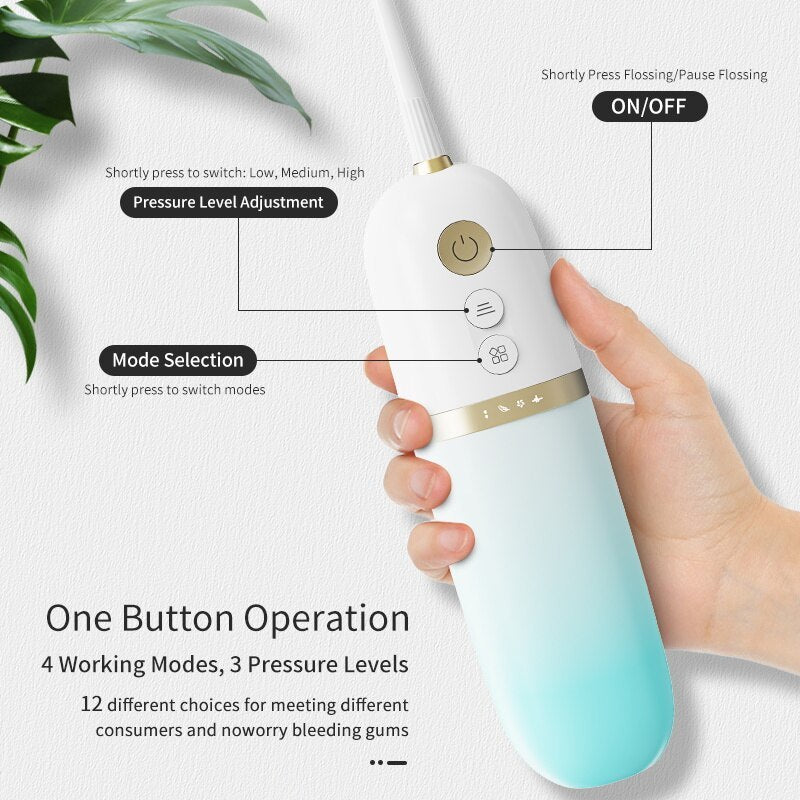 Portable Water Flosser - USB Rechargeable, 4 Nozzles