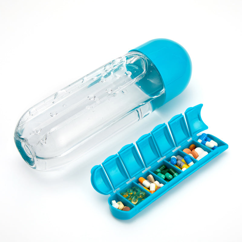 Water Bottle with Pill Organizer