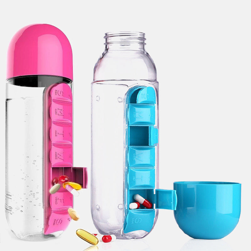 Water Bottle with Pill Organizer