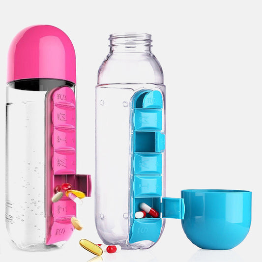 Water Bottle with Pill Organizer