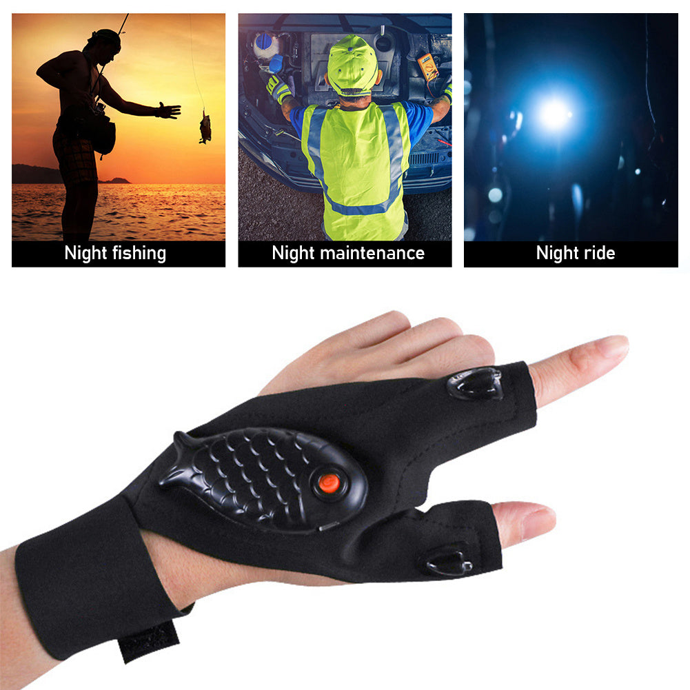 Flashlight Glow Fishing Gloves
