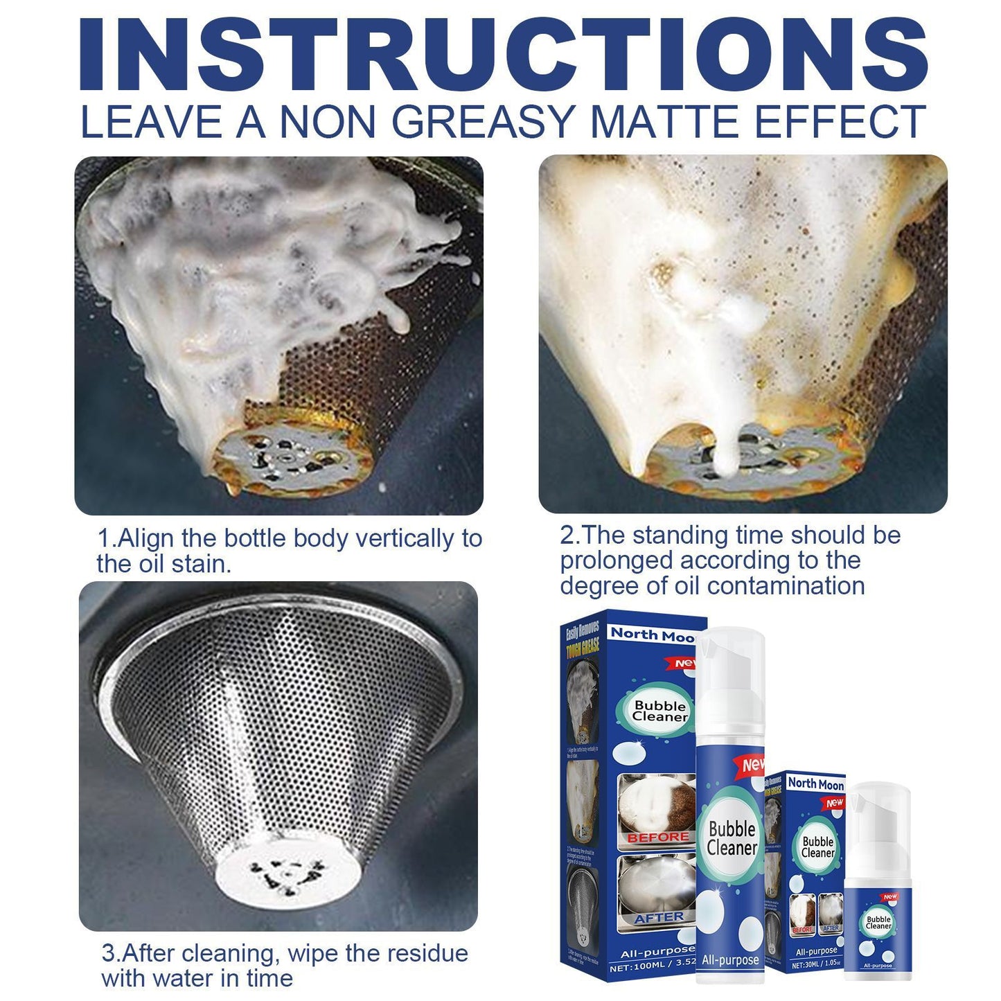 Oily Foam Cleaner – Kitchen Range Hood & Cooktop Rust Remover