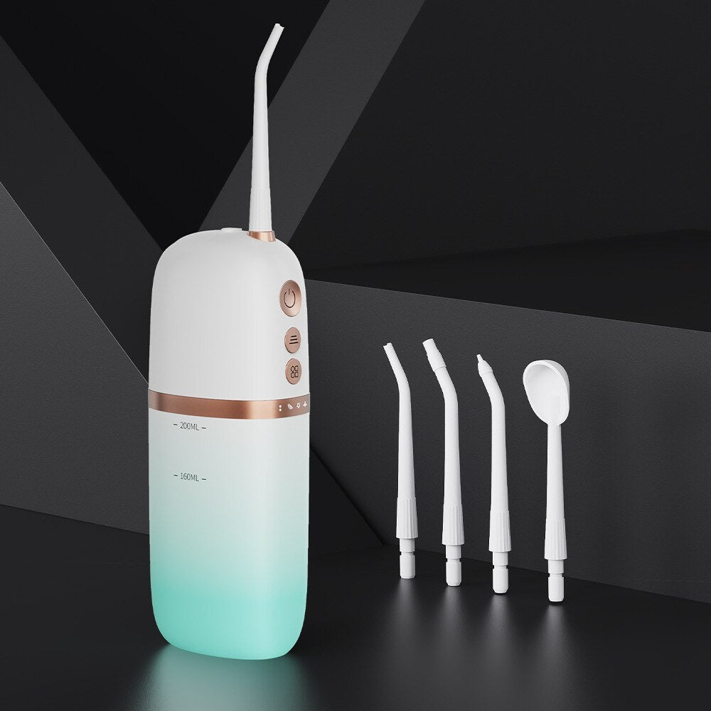Portable Water Flosser  - USB Rechargeable, 4 Nozzles