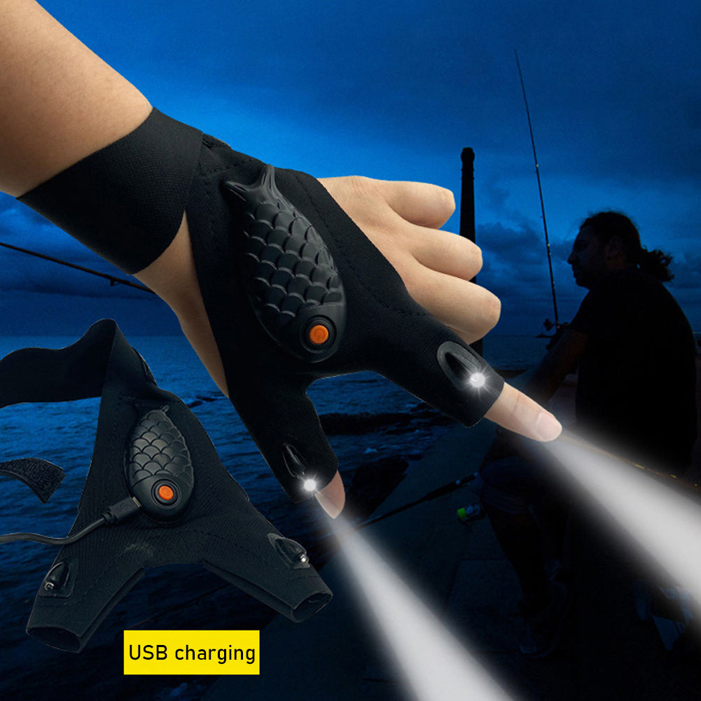 Flashlight Glow Fishing Gloves